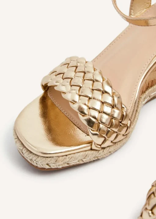 Linzi Regan Gold Faux Leather Plaited Wedge