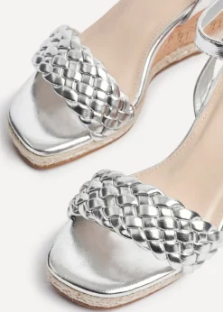 Linzi Regan Silver Faux Leather Plaited Wedge