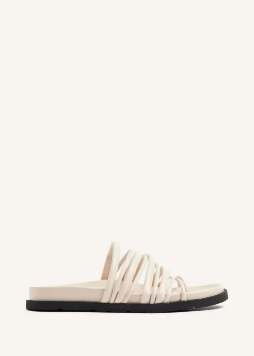 Linzi Rexa Ivory Faux Leather Toe Post Sandal
