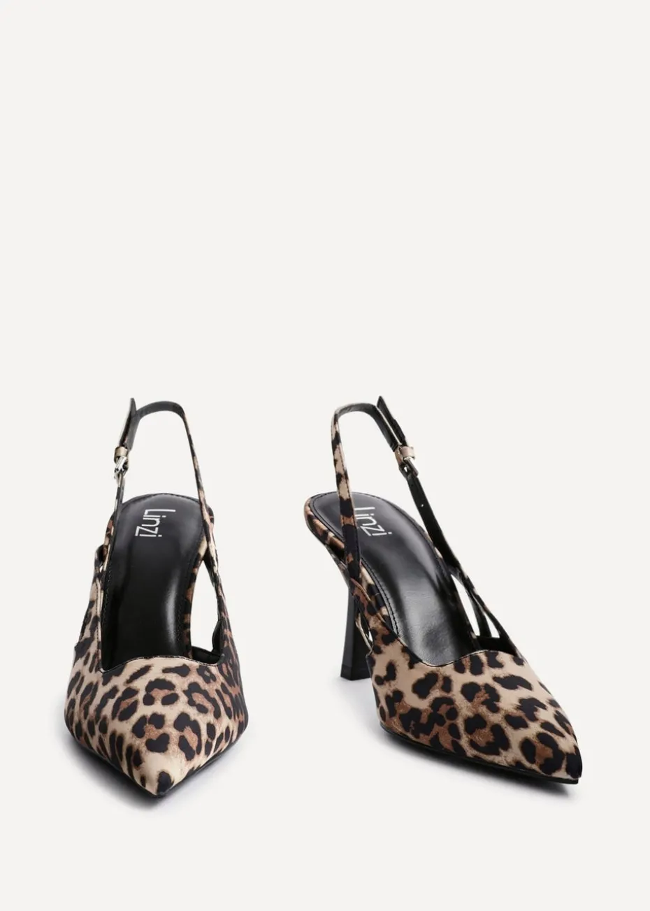 Linzi Rhea Leopard Print Sling Back Court Heels