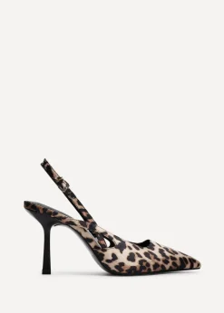 Linzi Rhea Leopard Print Sling Back Court Heels