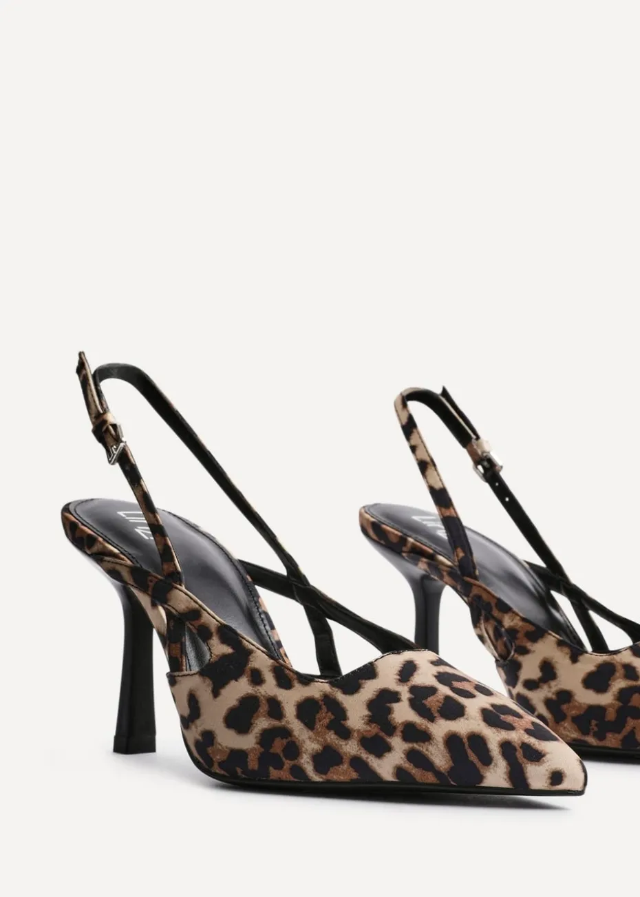 Linzi Rhea Leopard Print Sling Back Court Heels