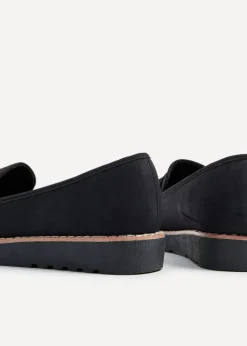 Linzi Samson Black Nubuck Classic Slip On Loafer