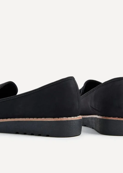 Linzi Samson Black Nubuck Classic Slip On Loafer