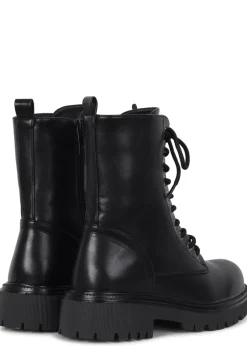 Linzi Samurai Black Faux Leather Lace Up Military Boot