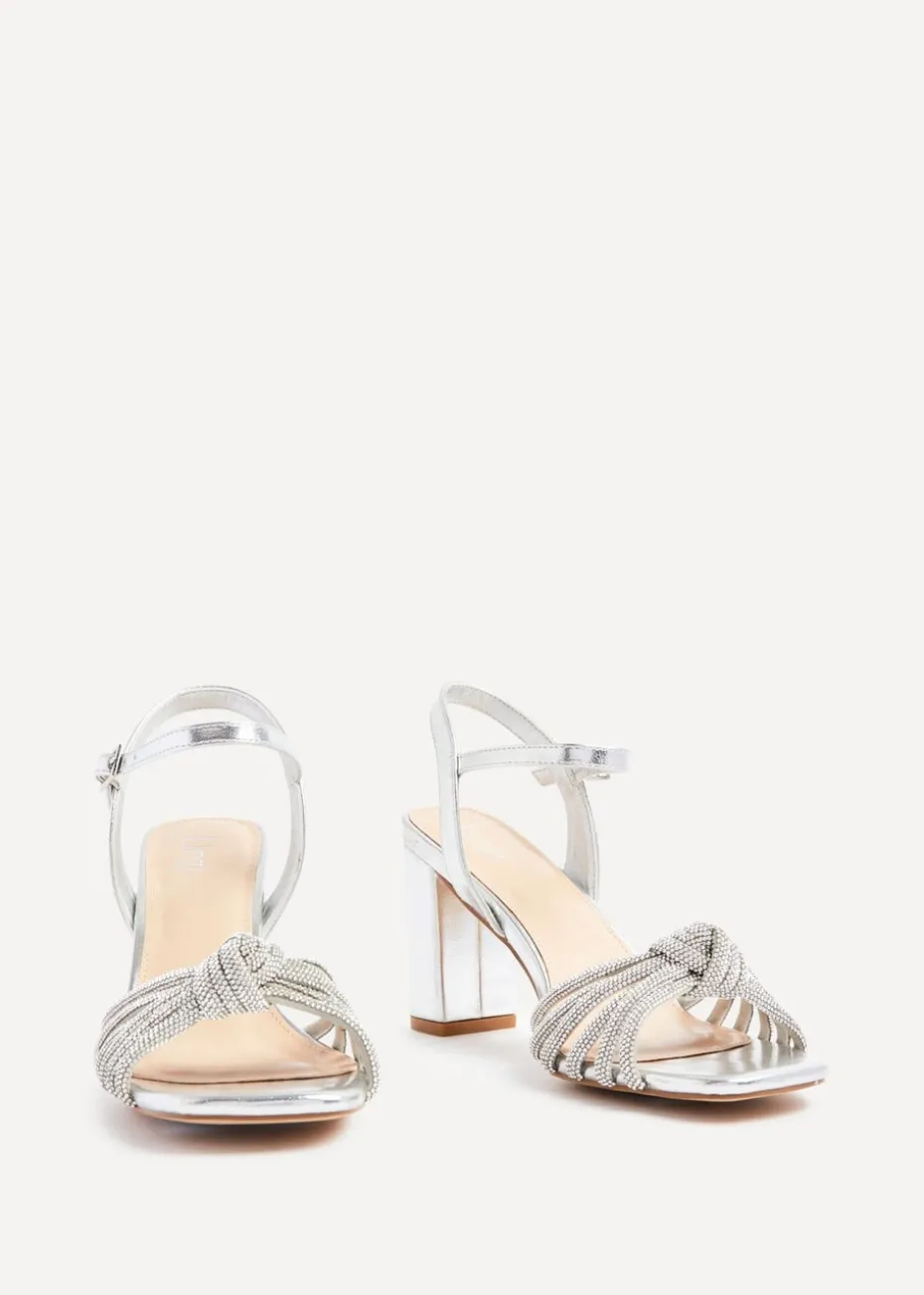 Linzi Sanora Silver Faux Leather Block Heel