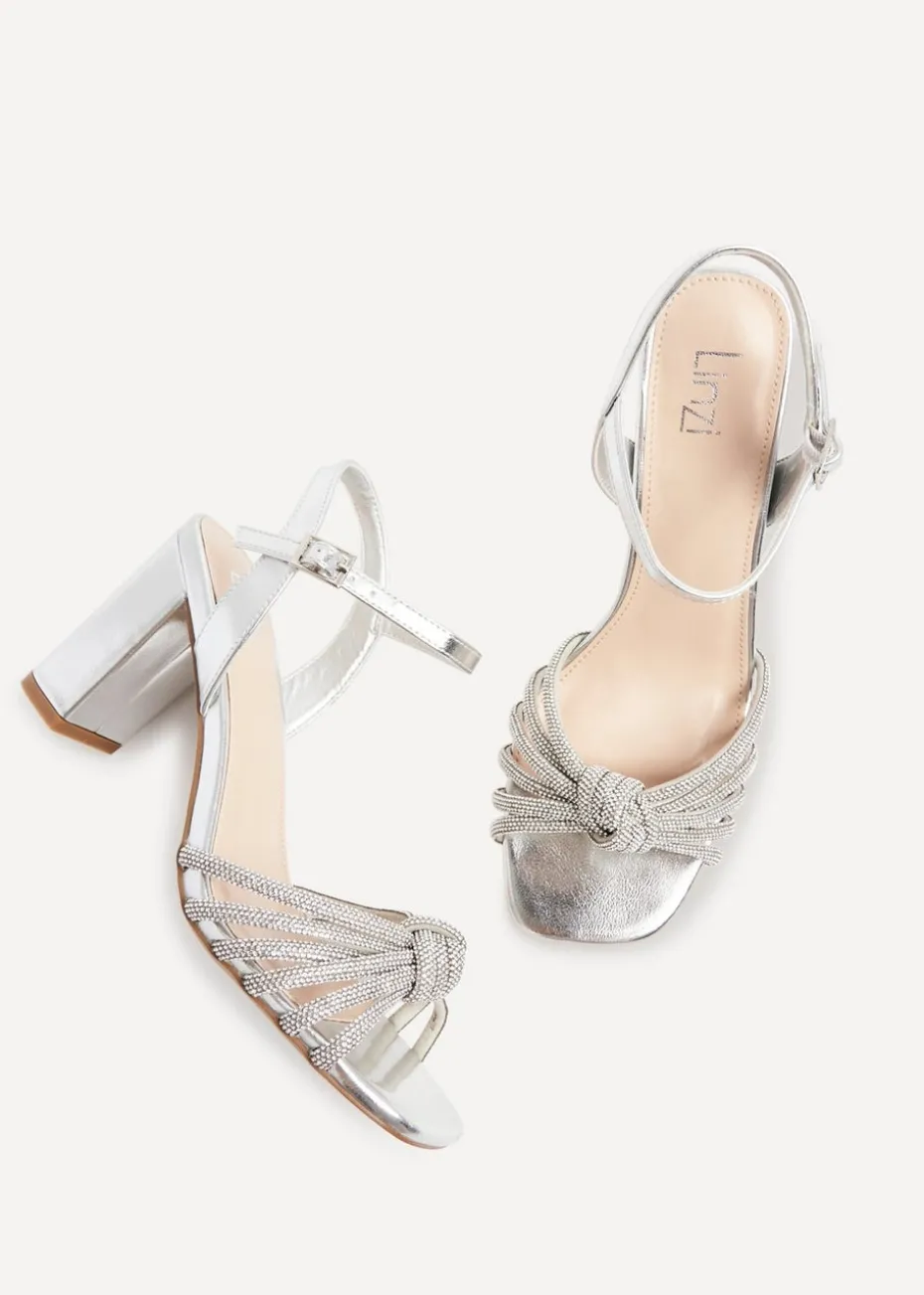 Linzi Sanora Silver Faux Leather Block Heel