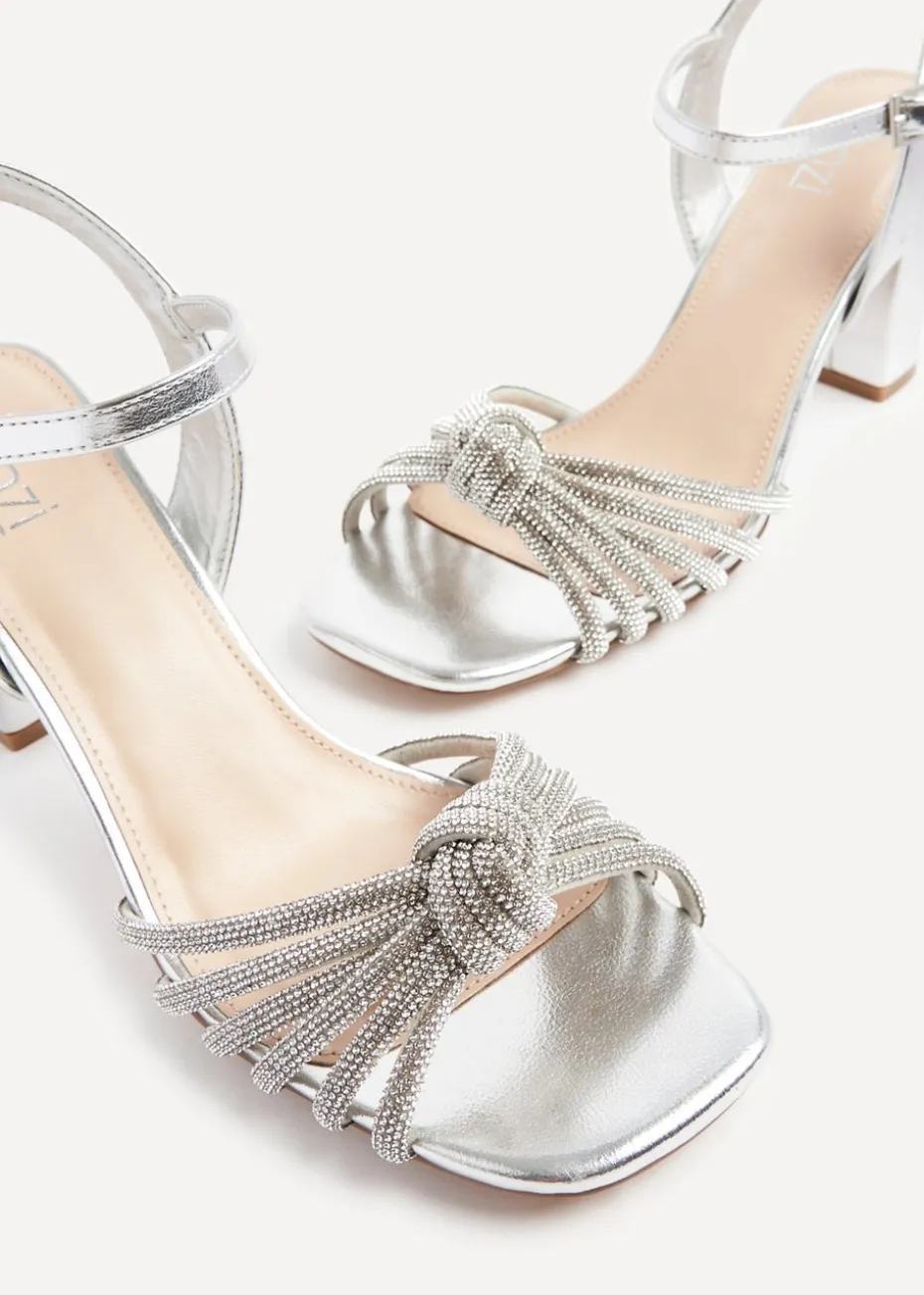Linzi Sanora Silver Faux Leather Block Heel