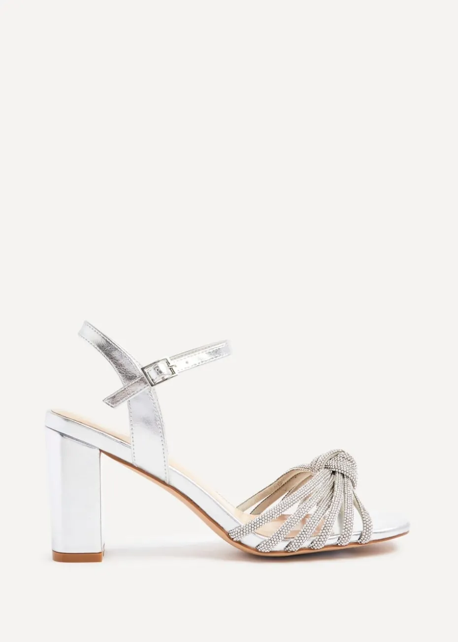 Linzi Sanora Silver Faux Leather Block Heel