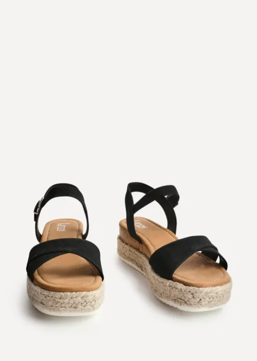 Linzi Sarelli Wide Fit Black Nubuck Cork Flatform