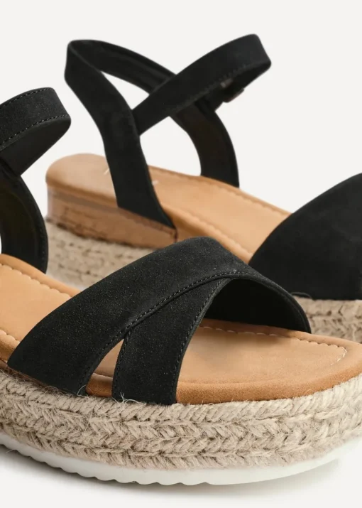 Linzi Sarelli Wide Fit Black Nubuck Cork Flatform