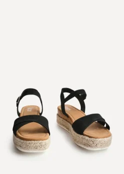 Linzi Sarelli Wide Fit Black Nubuck Cork Flatform