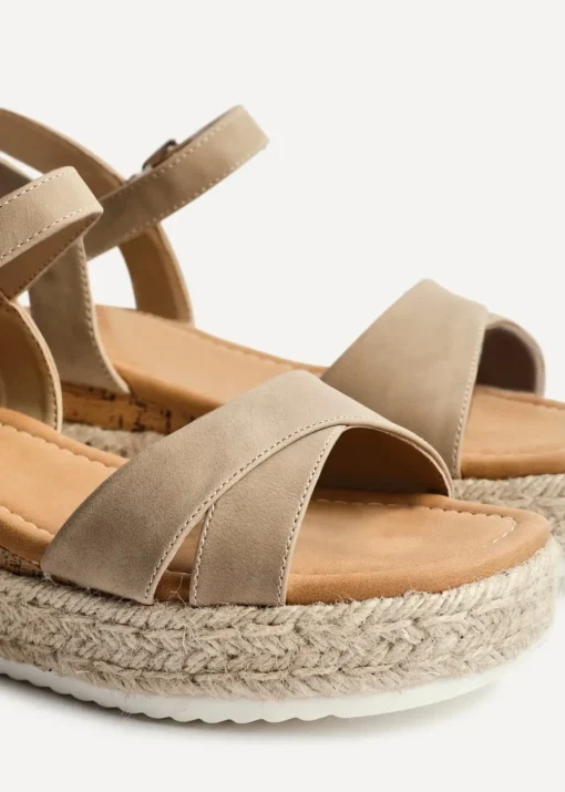 Linzi Sarelli Wide Fit Taupe Nubuck Cork Flatform