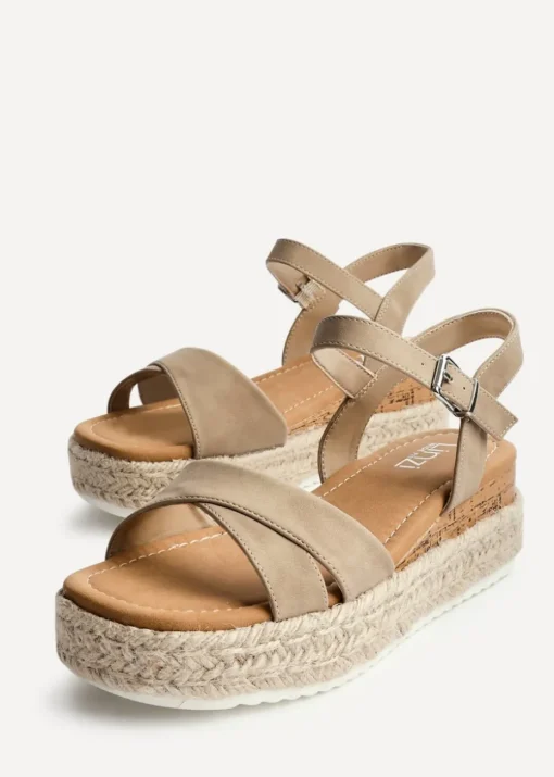 Linzi Sarelli Wide Fit Taupe Nubuck Cork Flatform