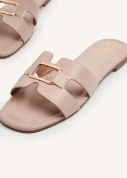 Linzi Sasha Nude Faux Leather Slider Sandal