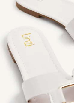 Linzi Sasha White Faux Leather Slider Sandal