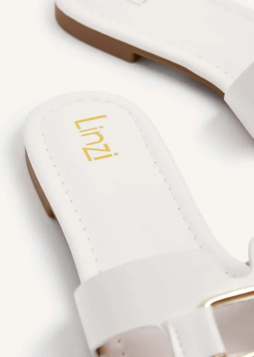 Linzi Sasha White Faux Leather Slider Sandal
