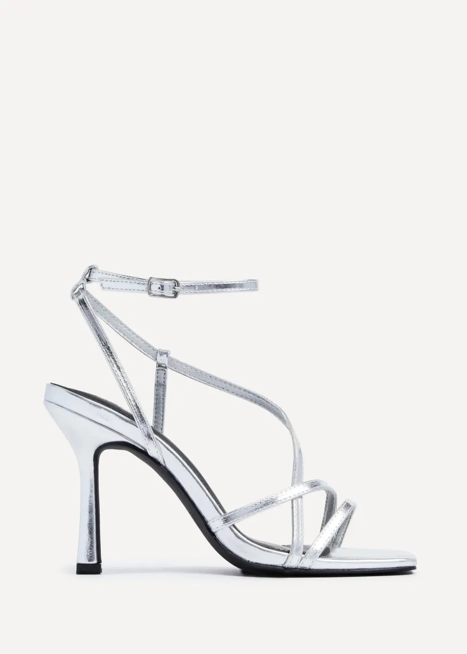 Linzi Savannah Silver Faux Leather Strappy Stiletto High Heel