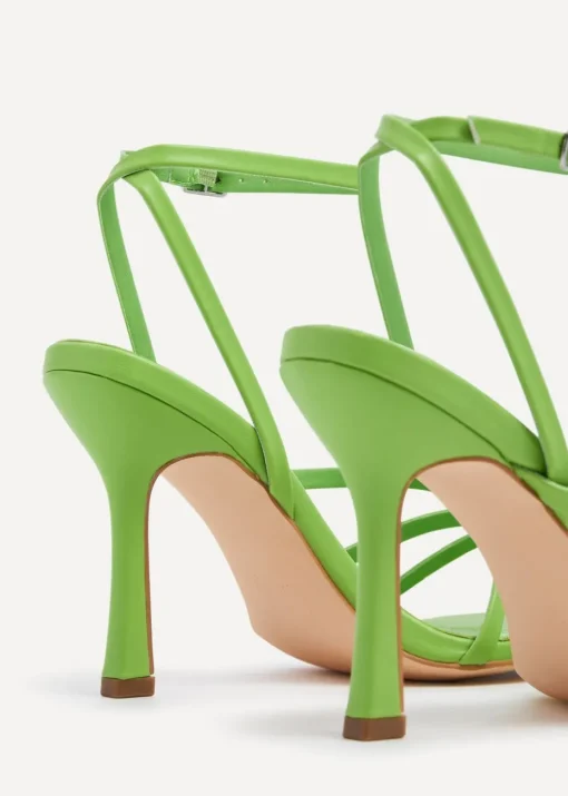 Linzi Scarlett Lime Green Faux Leather Strappy Heel Sandal