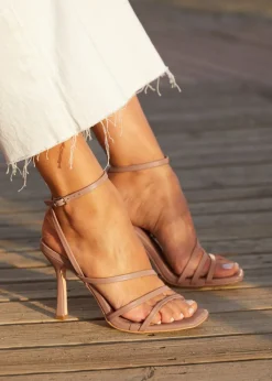 Linzi Scarlett Mocha Faux Leather Strappy Heel Sandal
