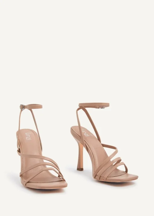 Linzi Scarlett Mocha Faux Leather Strappy Heel Sandal
