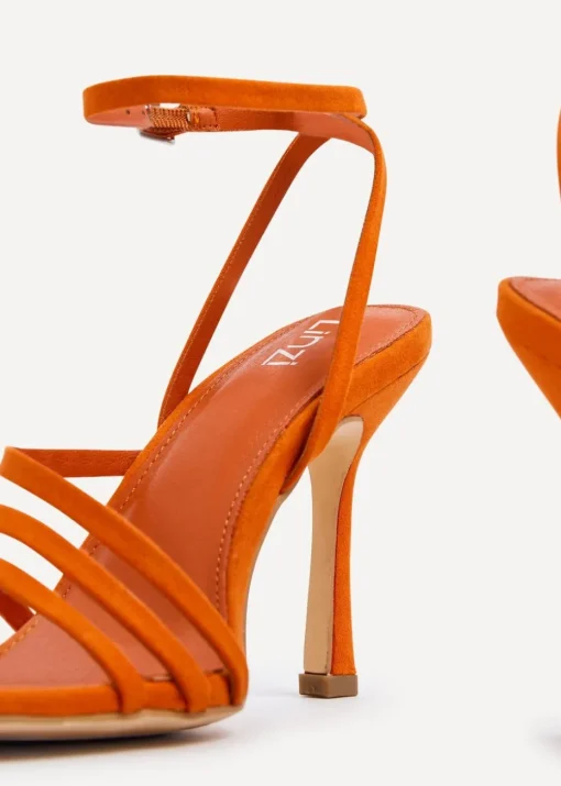 Linzi Scarlett Orange Faux Suede Strappy Heel Sandal