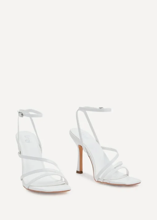 Linzi Scarlett White Faux Leather Strappy Heel Sandal