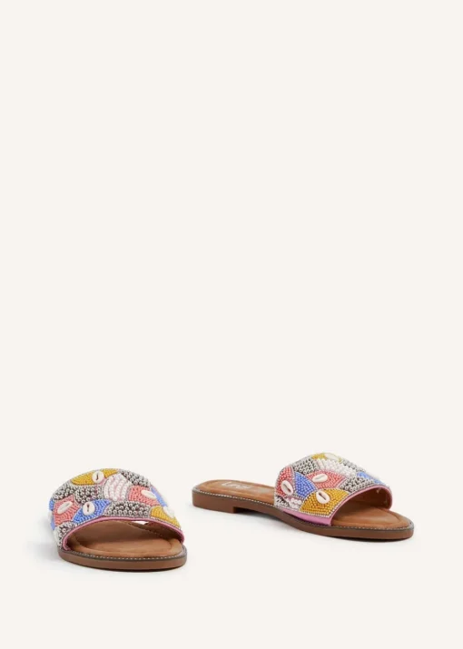 Linzi Seanna Coral Embellished Shell Slider