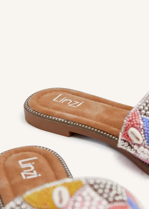 Linzi Seanna Coral Embellished Shell Slider