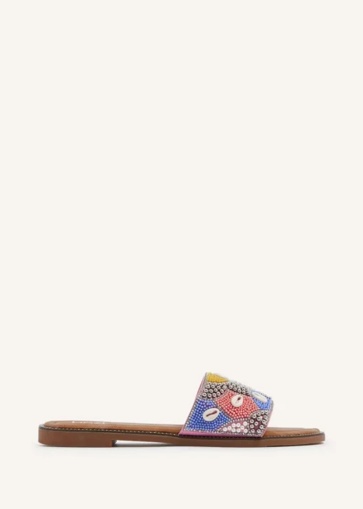Linzi Seanna Coral Embellished Shell Slider