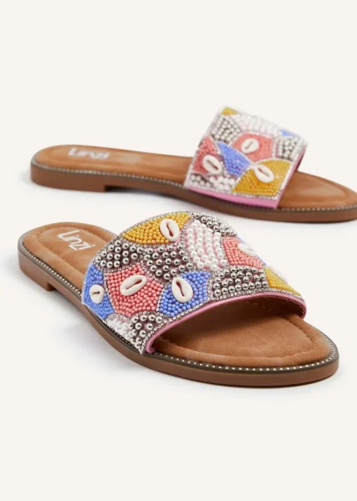 Linzi Seanna Coral Embellished Shell Slider