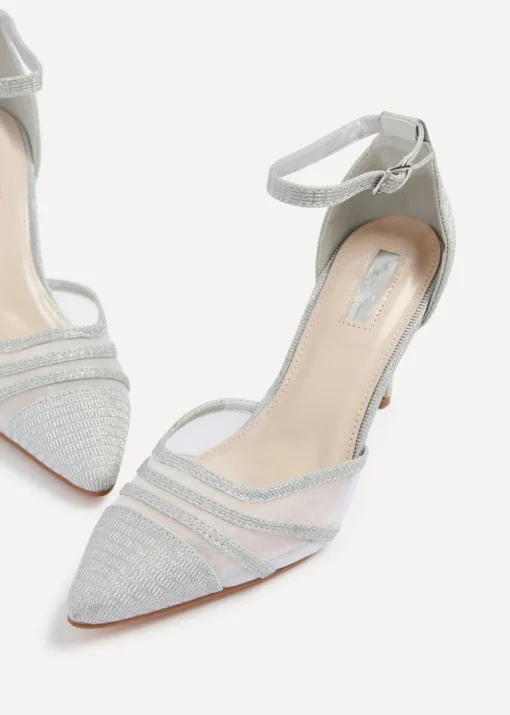 Linzi Serri Silver Glitter Mesh Court Heel
