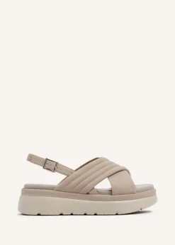 Linzi Shae Stone Faux Nubuck Padded Crossover Flatform Sandals