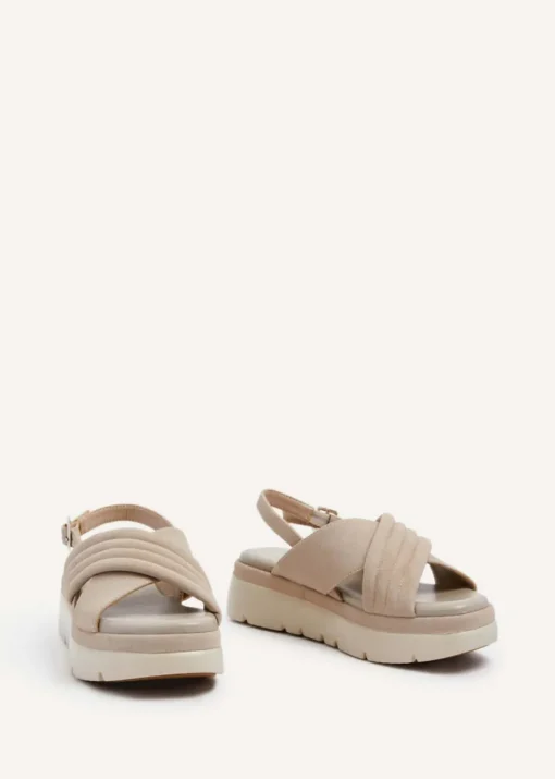 Linzi Shae Stone Faux Nubuck Padded Crossover Flatform Sandals