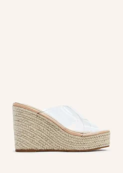 Linzi Shaylen Camel Perspex Crossover Rope Wedge