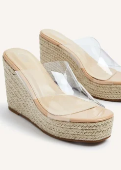 Linzi Shaylen Camel Perspex Crossover Rope Wedge