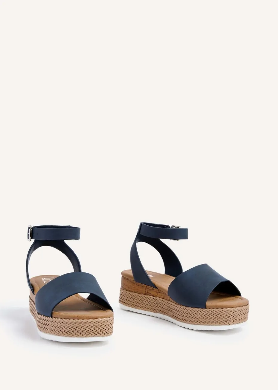 Linzi Shore Wide Fit Navy Flatform Sandal