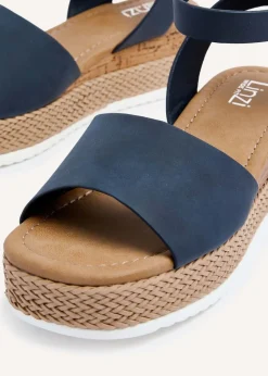 Linzi Shore Wide Fit Navy Flatform Sandal