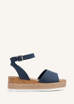 Linzi Shore Wide Fit Navy Flatform Sandal