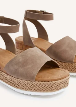 Linzi Shore Wide Fit Taupe Flatform Sandal