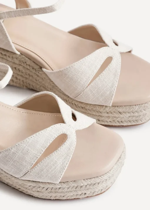 Linzi Sian Wide Fit Nude Canvas Linked Design Wedges