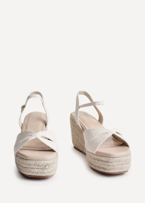 Linzi Sian Wide Fit Nude Canvas Linked Design Wedges