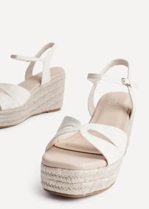 Linzi Sian Wide Fit Nude Canvas Linked Design Wedges