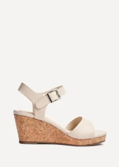Linzi Sierra Sand Faux Leather Cork Platform Wedge