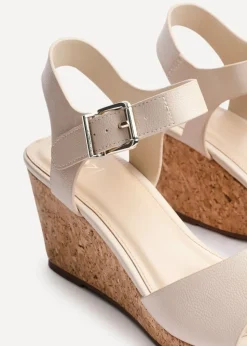 Linzi Sierra Sand Faux Leather Cork Platform Wedge