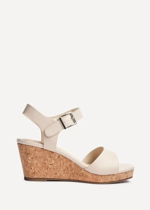 Linzi Sierra Sand Faux Leather Cork Platform Wedge
