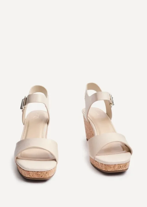 Linzi Sierra Sand Faux Leather Cork Platform Wedge