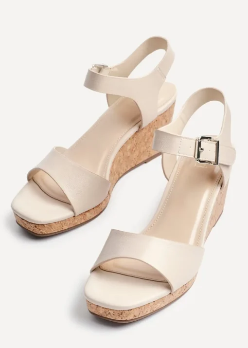 Linzi Sierra Sand Faux Leather Cork Platform Wedge