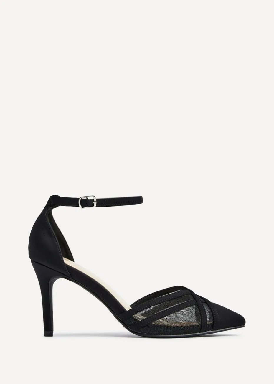 Linzi Siobhan Black Mesh Closed Back Court Heel