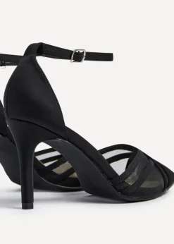 Linzi Siobhan Black Mesh Closed Back Court Heel